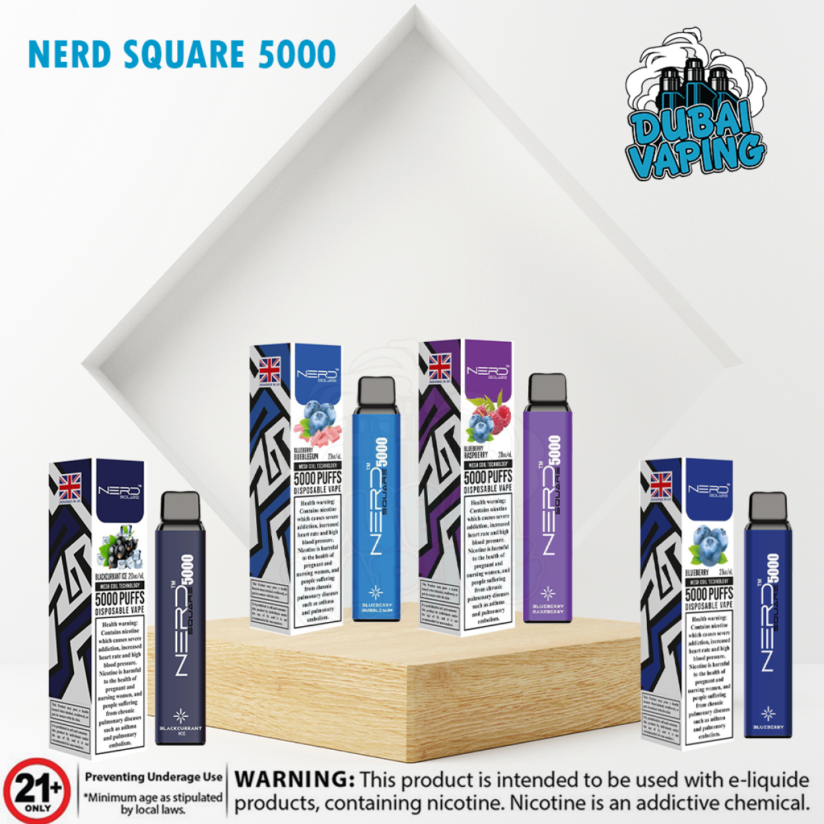 shock rainbow sweets vape juice Nerd Square Cherry 5000 Puffs Disposable Vape in Dubai UAE main image 0