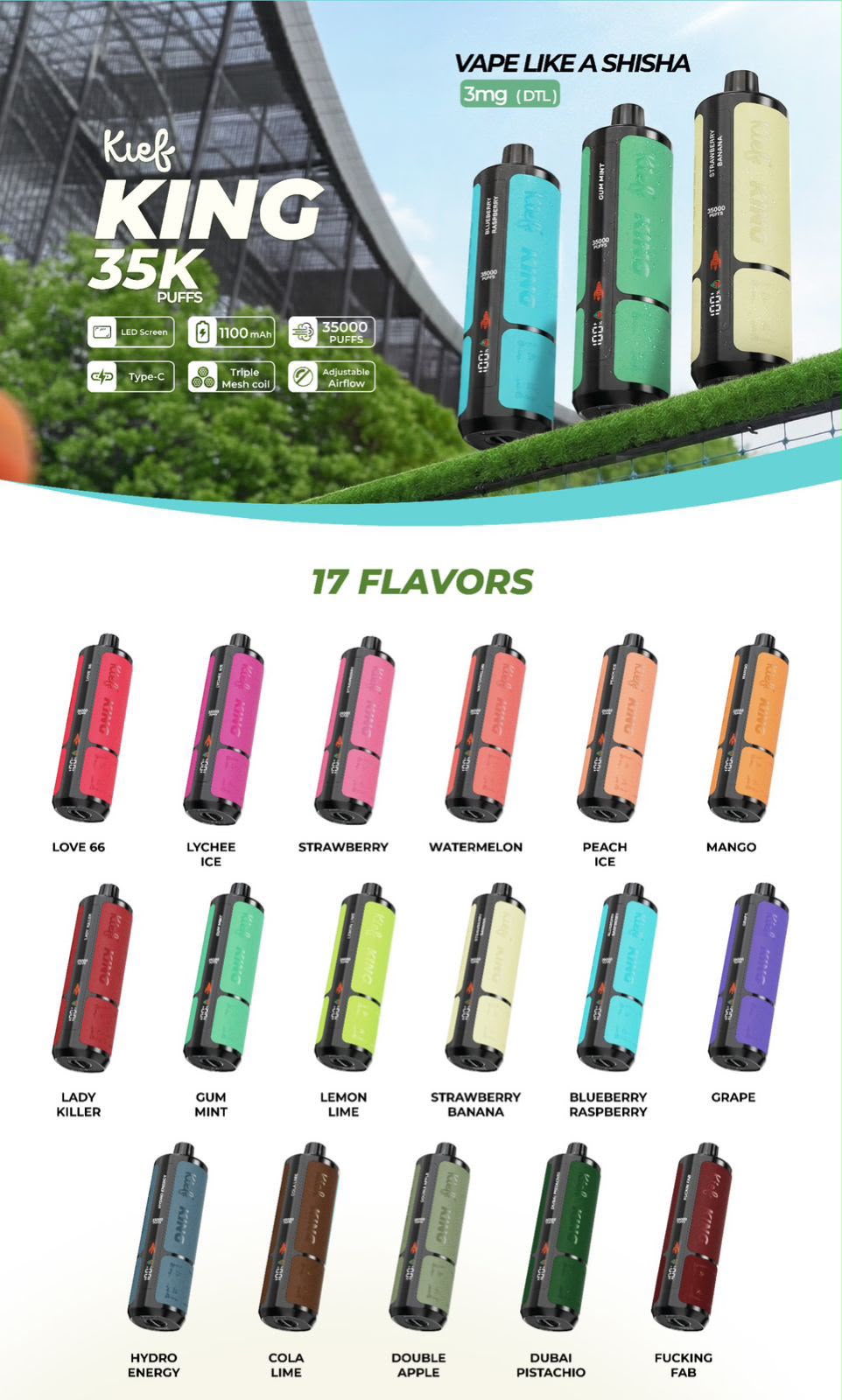 WhatsApp Image 2026-07-24 at 6.26.00 PM KIEF King 35000 Puffs 3MG Nicotine DTL Disposable Vape - Image 1